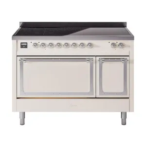 Ilve UNI486QNMPAWC Ilve Uni486Qnmpawc Nostalgie Ii Noblesse 48" Induction Range (Solid Door, Antique White, Chrome)