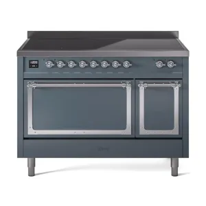 Ilve UNI486QNMPBGC Ilve Uni486Qnmpbgc Nostalgie Ii Noblesse 48" Induction Range (Solid Door, Blue Grey, Chrome)