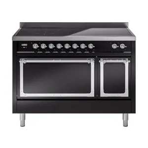 Ilve UNI486QNMPBKC Ilve Uni486Qnmpbkc Nostalgie Ii Noblesse 48" Induction Range (Solid Door, Glossy Black, Chrome)