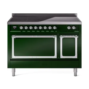 Ilve UNI486QNMPEGC Ilve Uni486Qnmpegc Nostalgie Ii Noblesse 48" Induction Range (Solid Door, Emerald Green, Chrome)