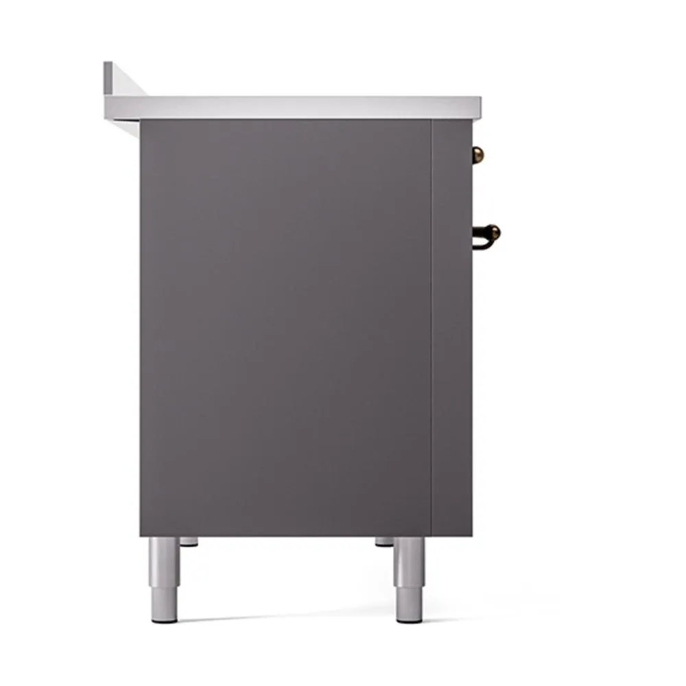 Ilve UNI486QNMPMGB Ilve Uni486Qnmpmgb Nostalgie Ii Noblesse 48" Induction Range (Solid Door, Graphite Matte, Burnished)