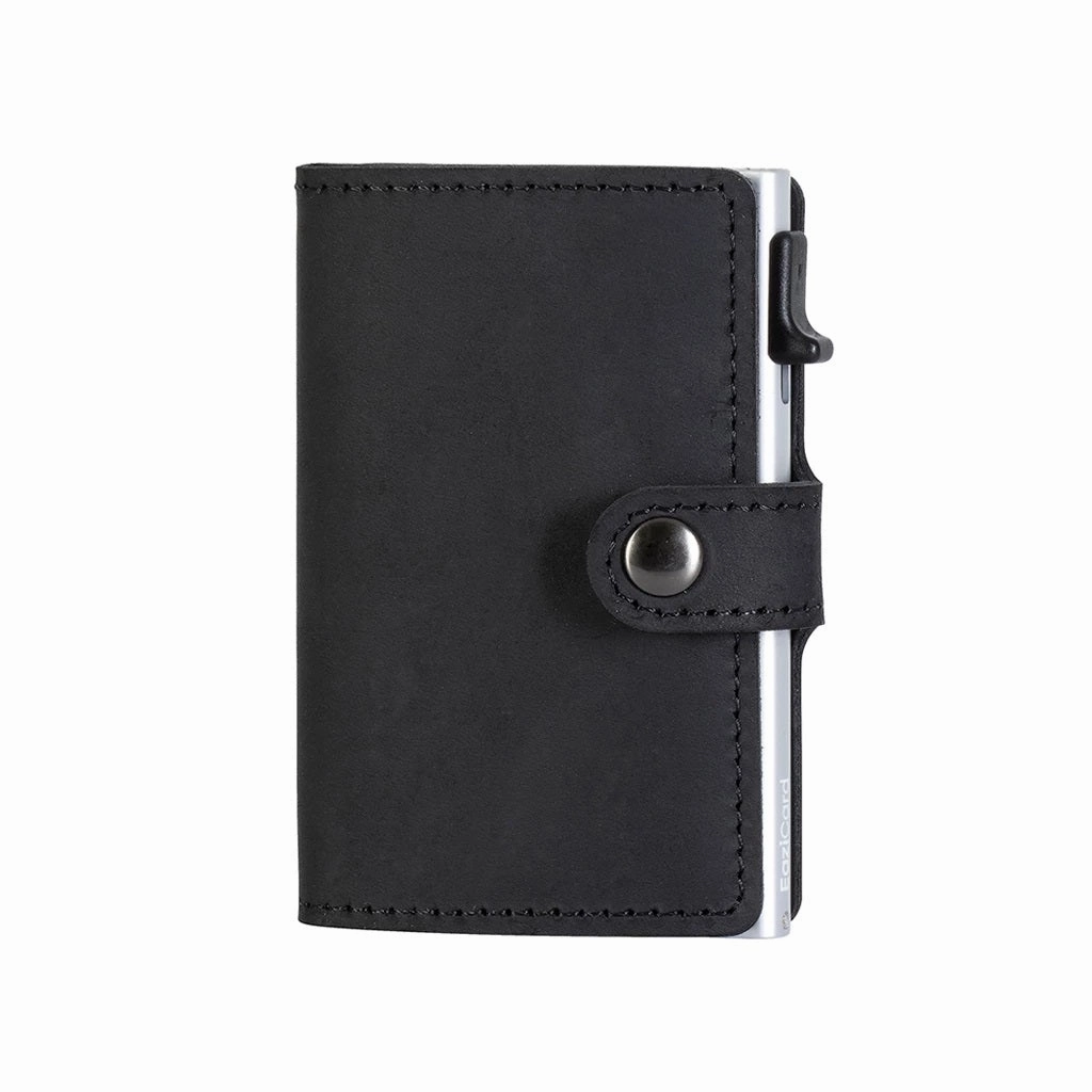 Eazicard Genuine Leather Saddle Rfid Wallet | Black/Silver Big Sale Today