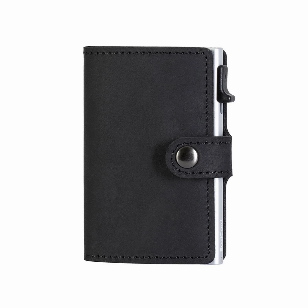 Eazicard Genuine Leather Saddle Rfid Wallet | Black/Silver Today Only Offer