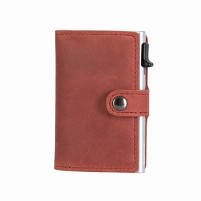 Eazicard Genuine Leather Saddle Rfid Wallet | Red/Silver Hot Pick Deal
