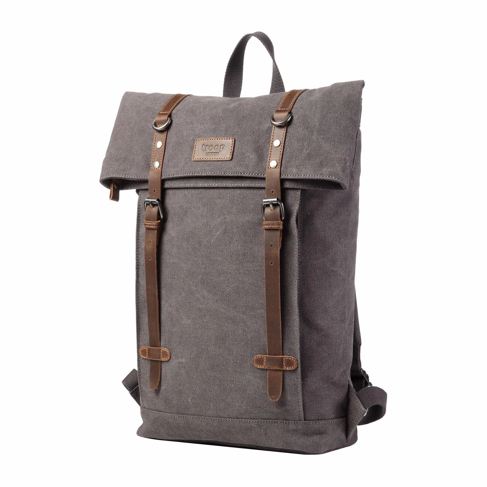 Troop London Heritage Canvas 15" Laptop Backpack With Foldable Top Grab Todays Deal