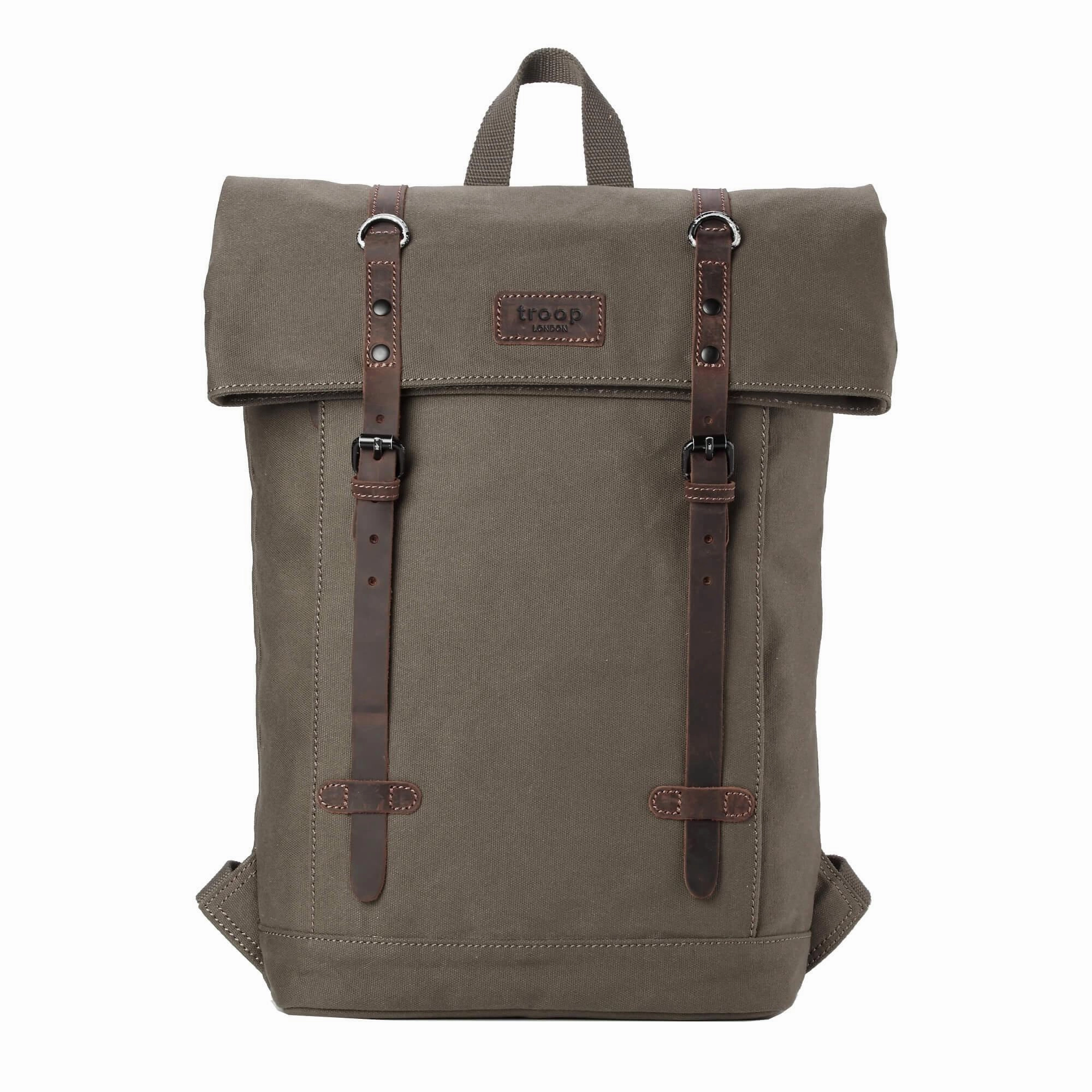 Troop London Heritage Canvas 15" Laptop Backpack With Foldable Top Trending Now Discount Clearance Savings Now