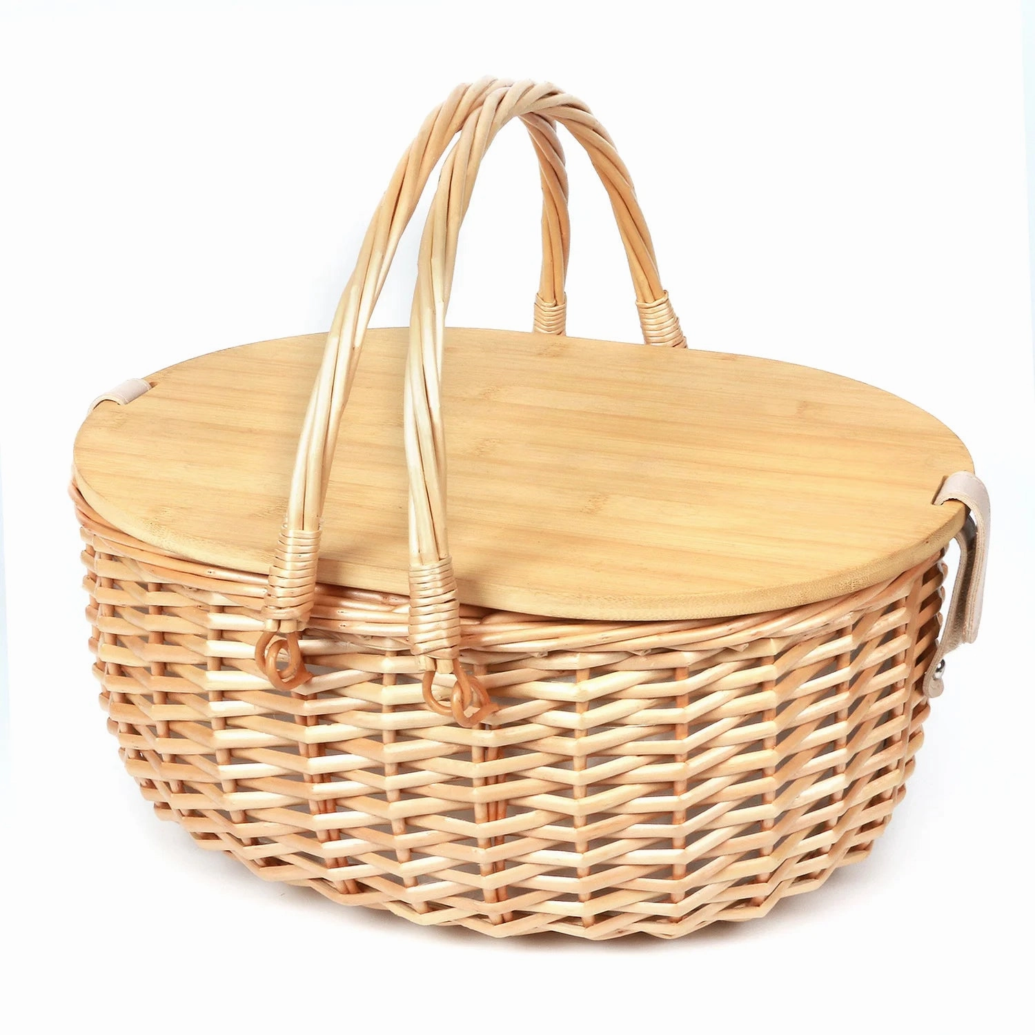 Hot Sale Today Insulated Wicker Picnic Basket Set With Lid And Picnic Blanket For Two