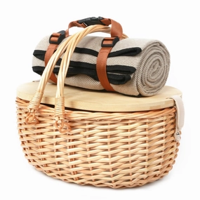 Insulated Wicker Picnic Basket Set With Lid And Picnic Blanket For Two Dont Miss This Deal