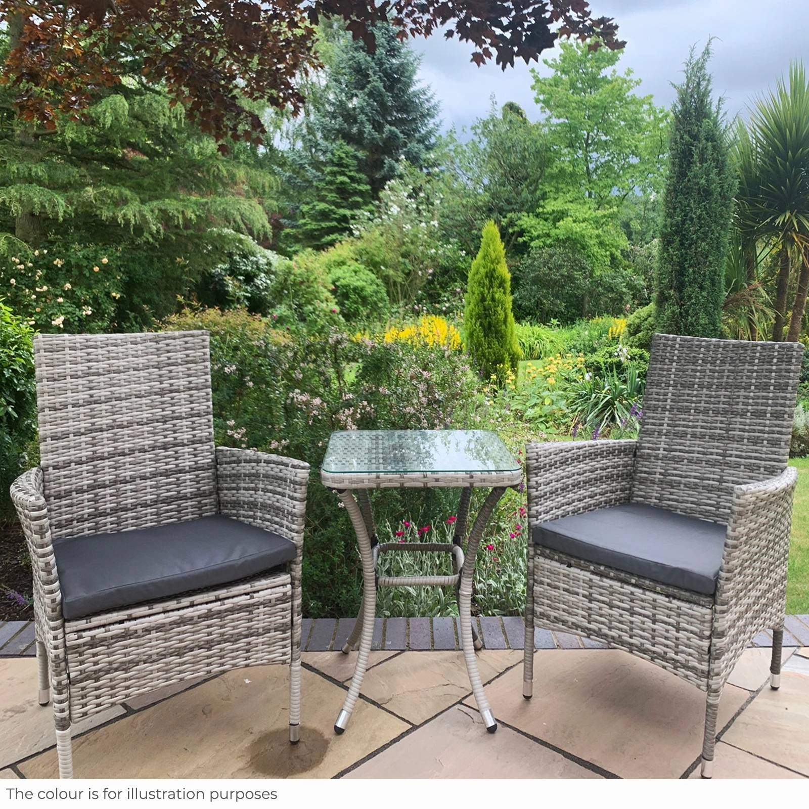 Jard Rattan Bistro Set Black