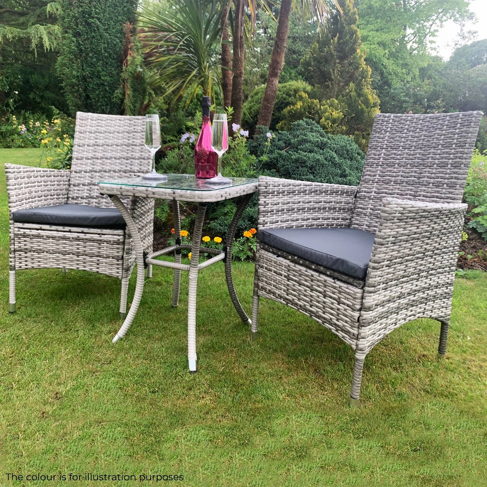 Jard Rattan Bistro Set Black