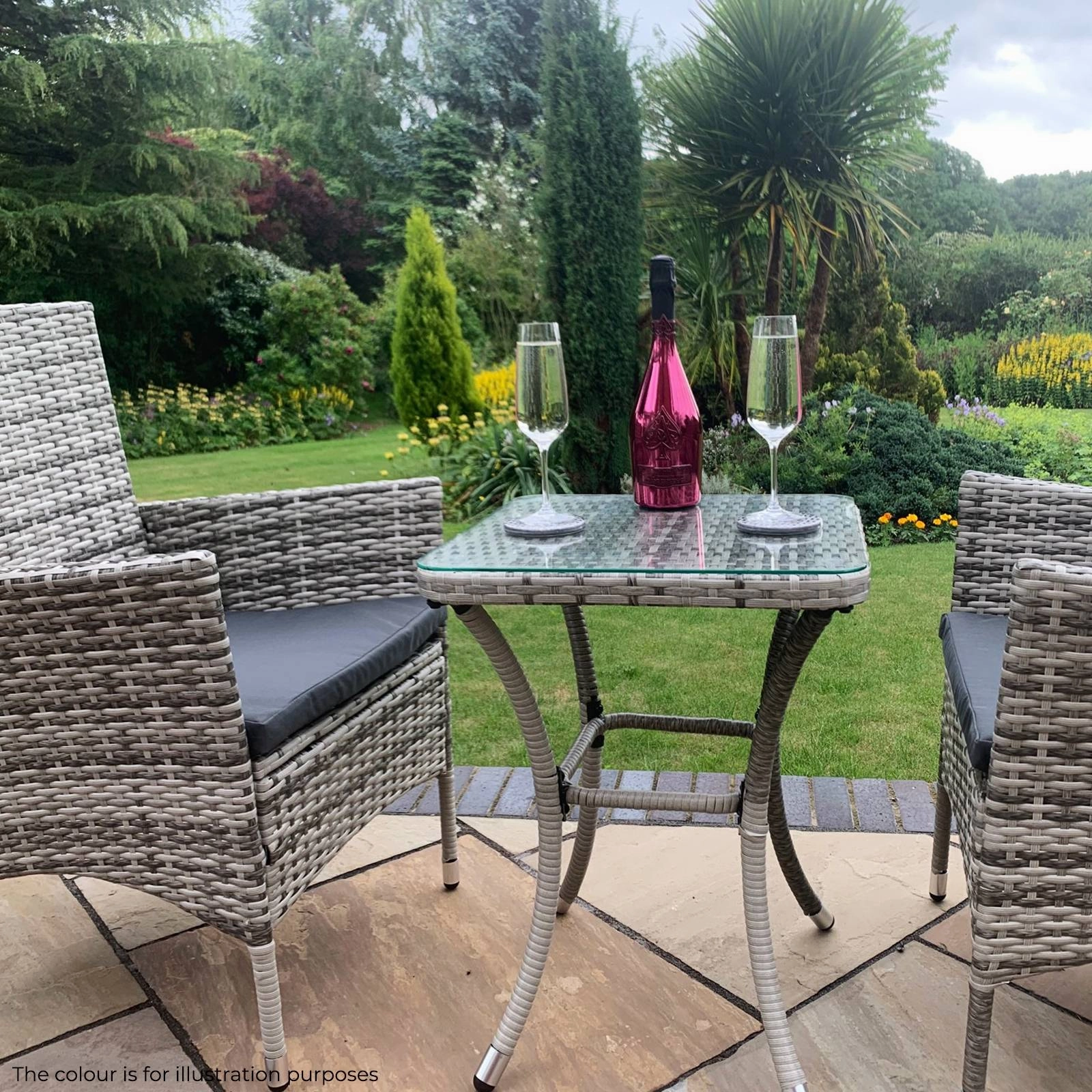 Jard Rattan Bistro Set Black