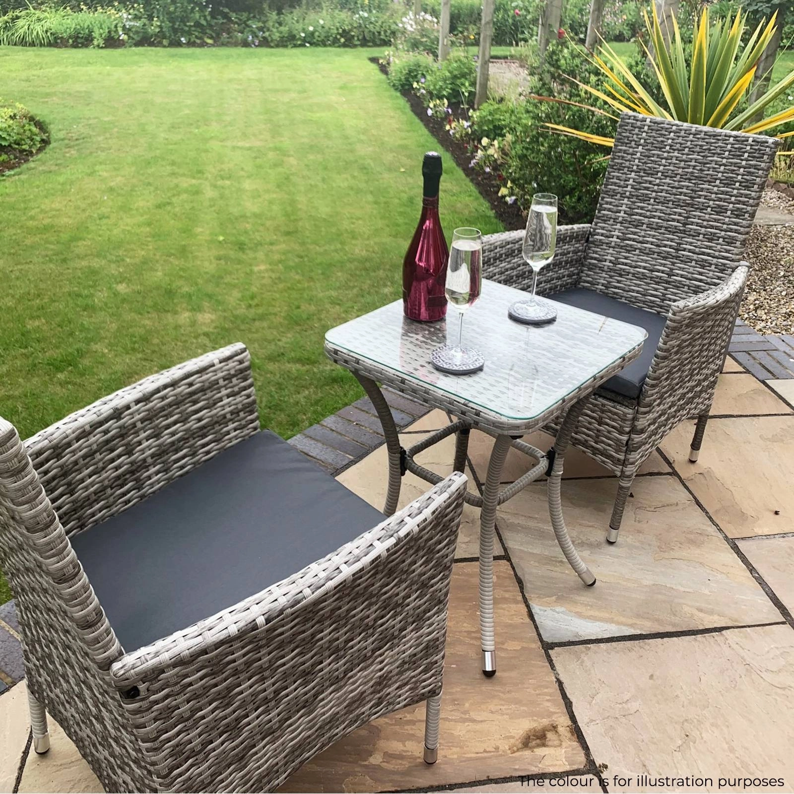 Jard Rattan Bistro Set Black