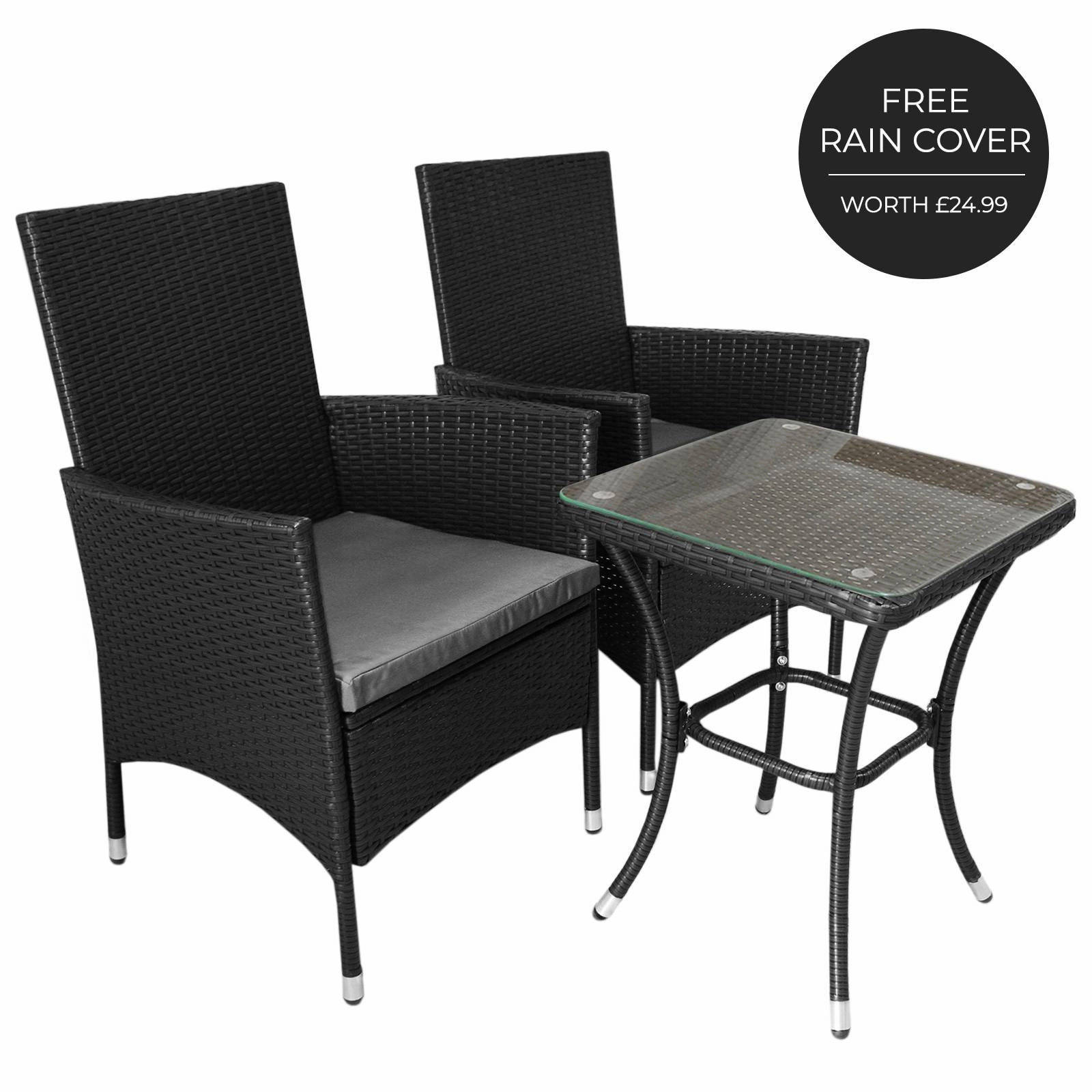 Jard Rattan Bistro Set Black