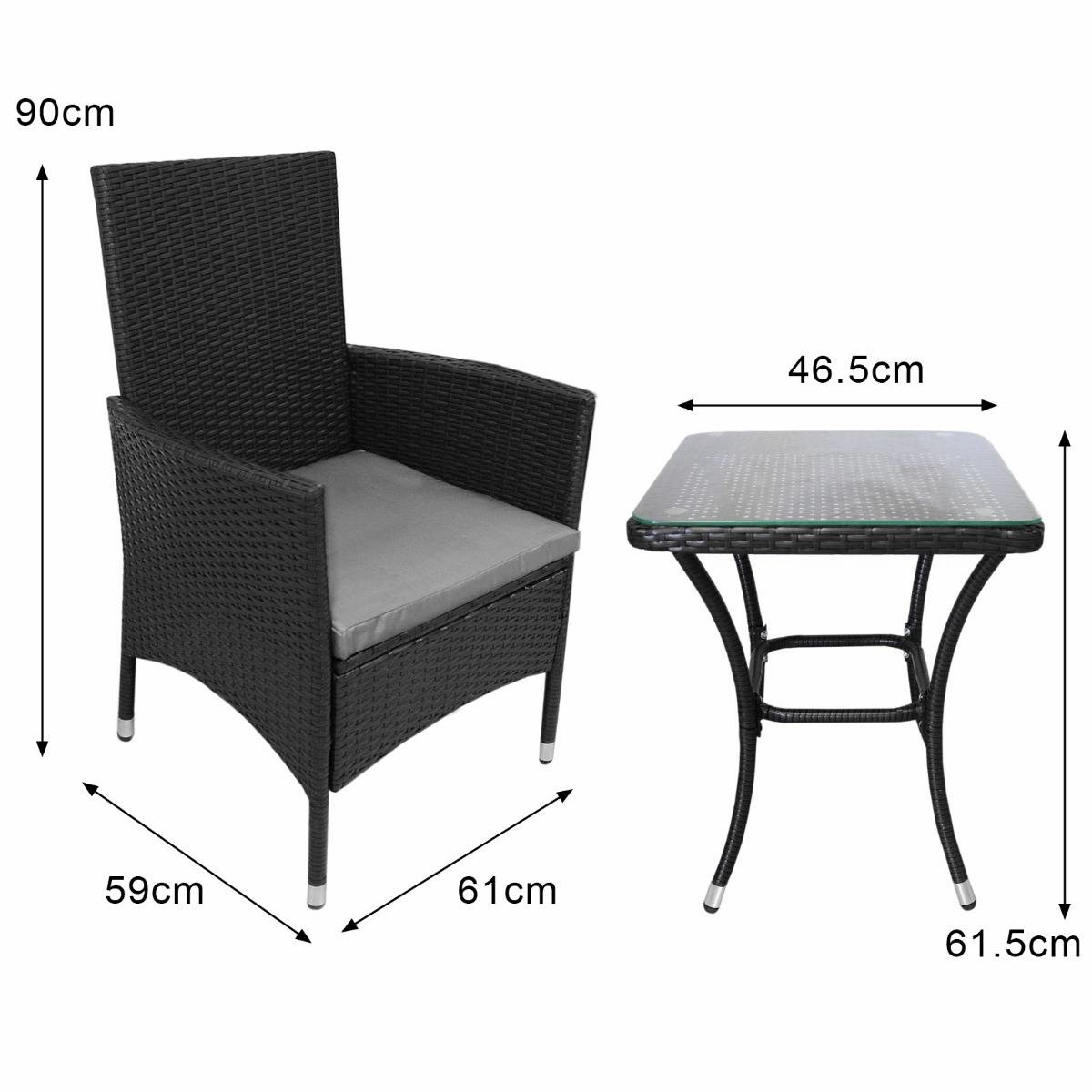 Jard Rattan Bistro Set Black