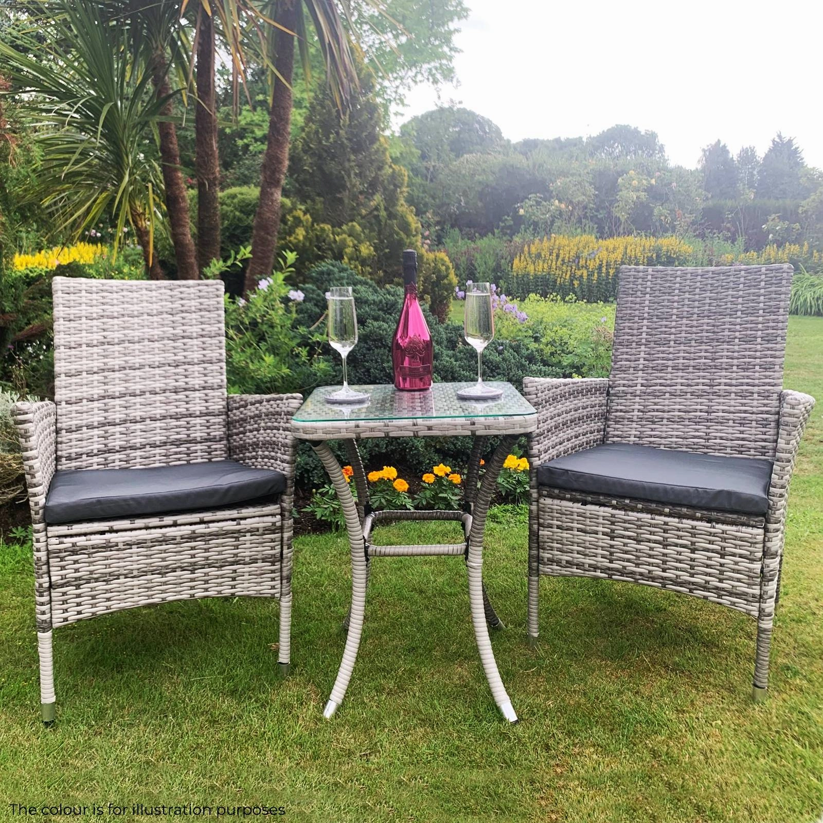 Jard Rattan Bistro Set Black