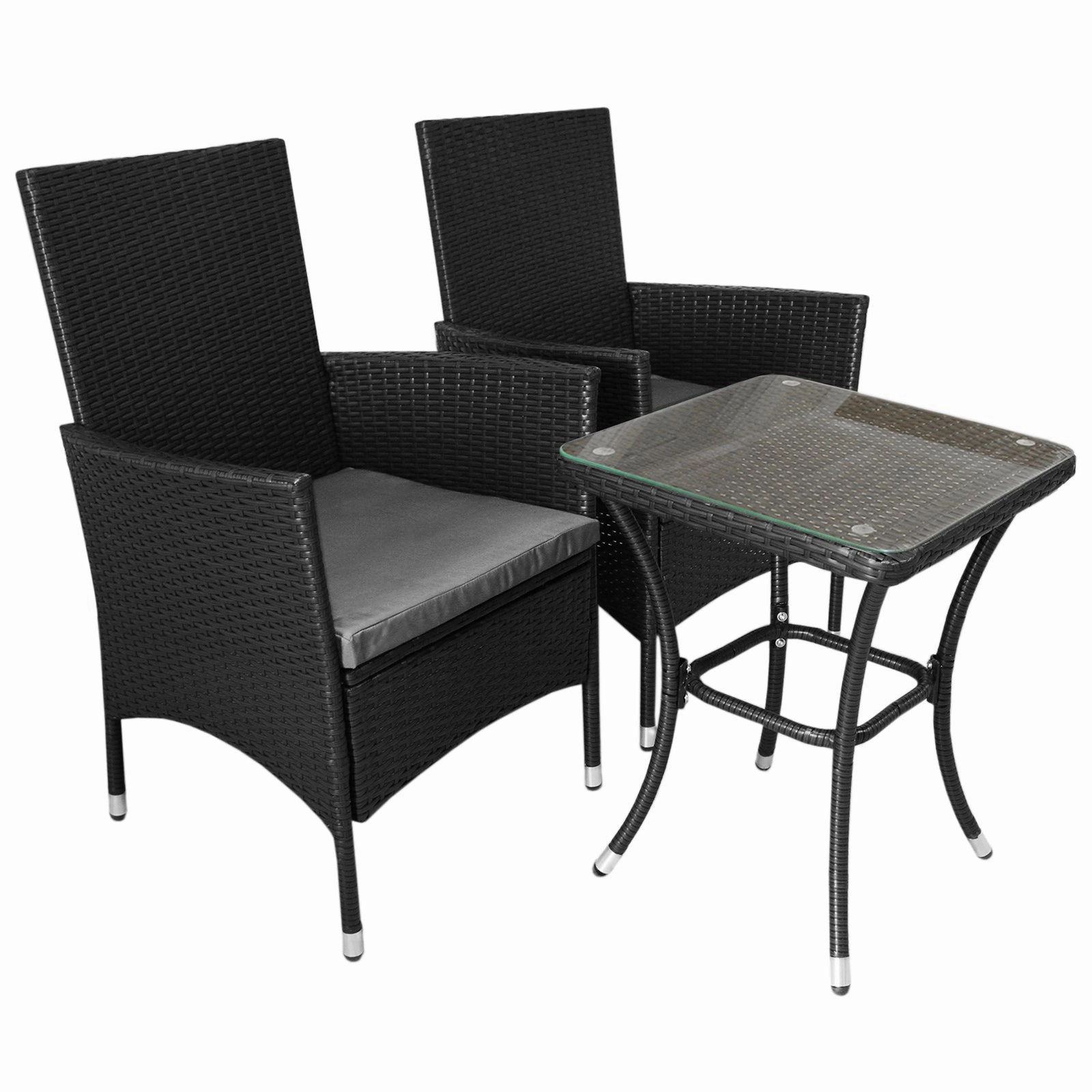 Jard Rattan Bistro Set Black