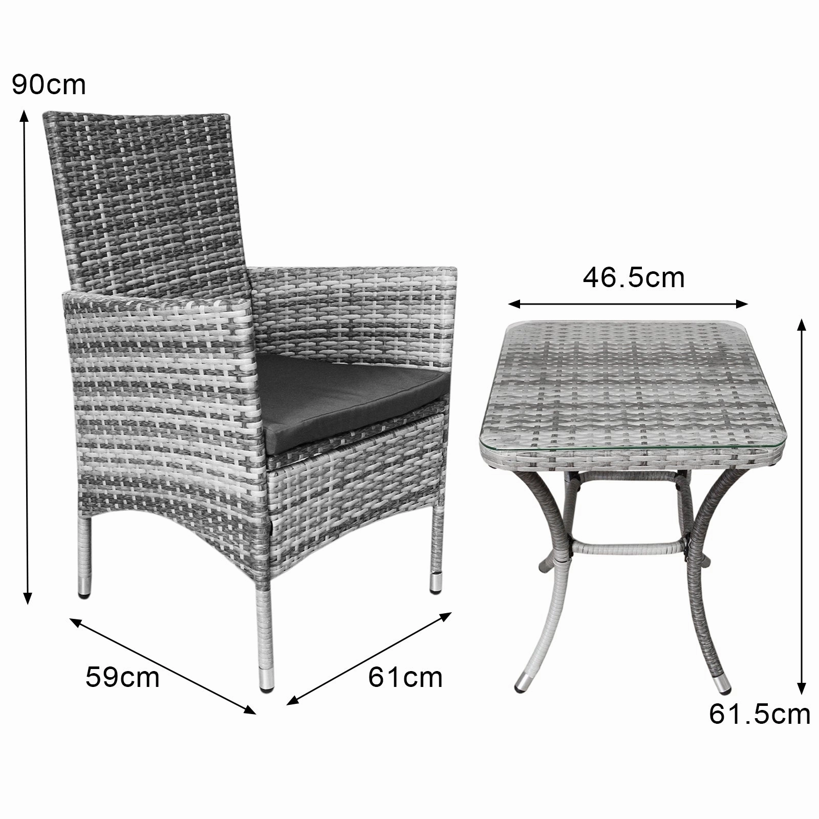 Jard Rattan Bistro Set Light Grey