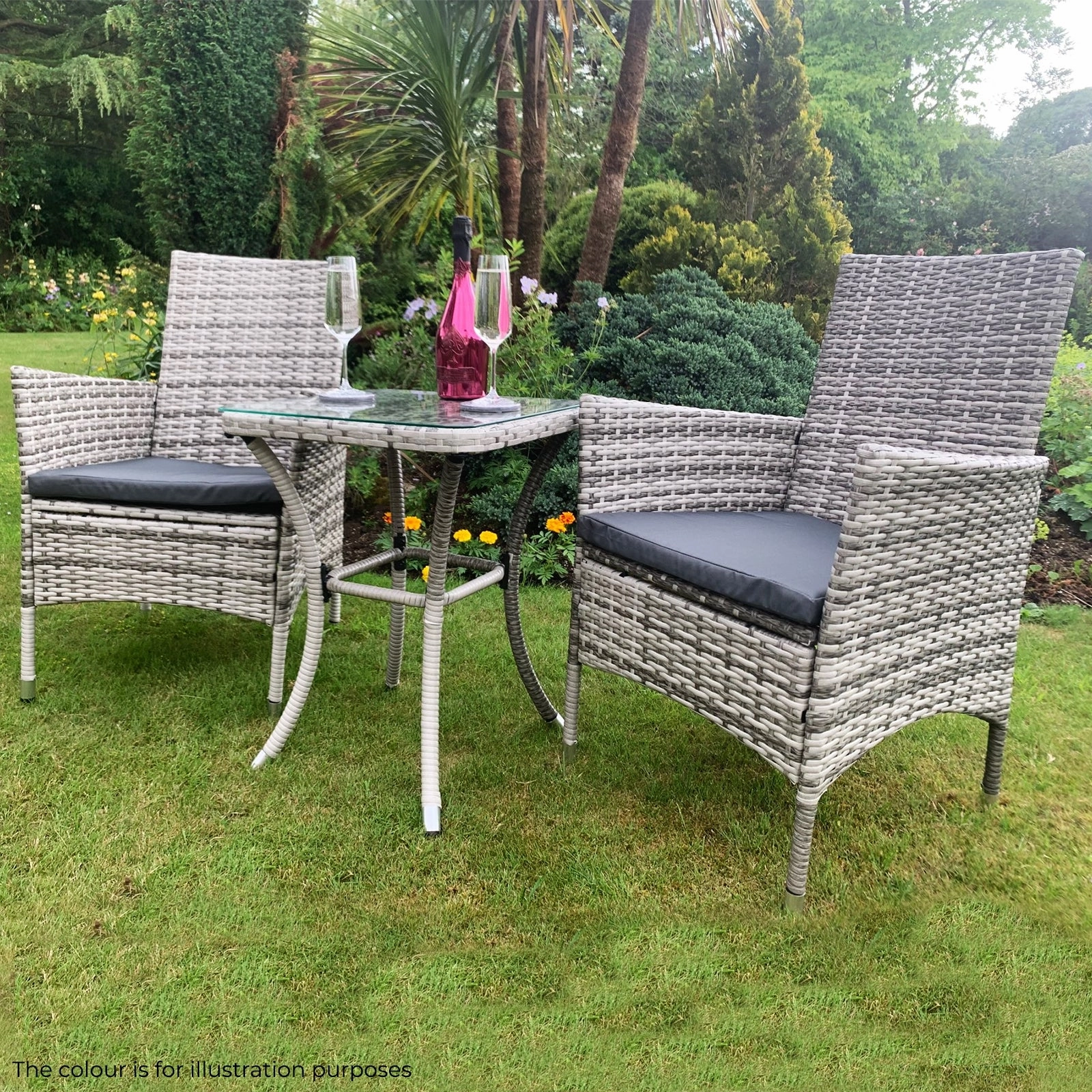 Jard Rattan Bistro Set Light Grey