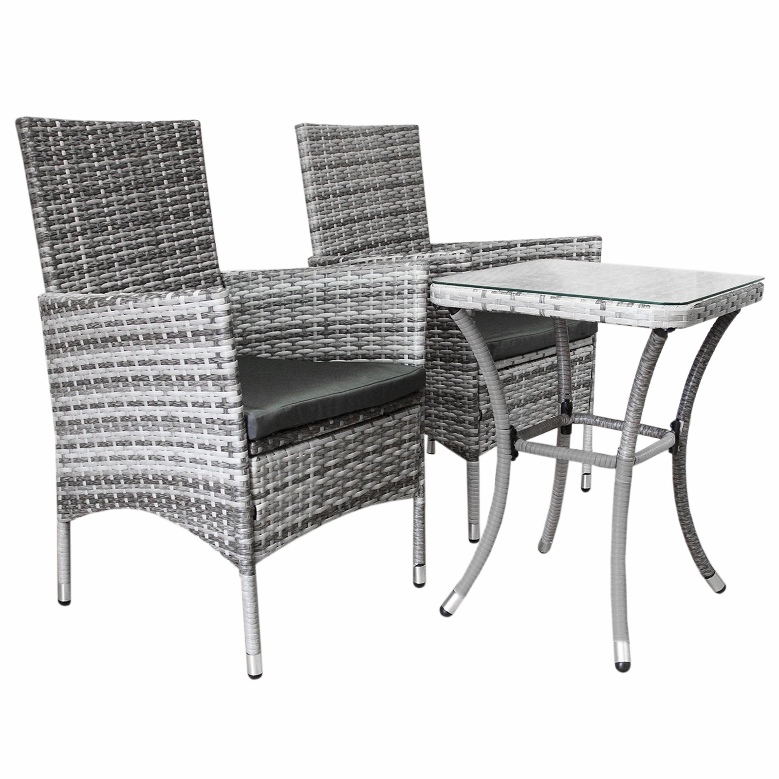 Jard Rattan Bistro Set Light Grey