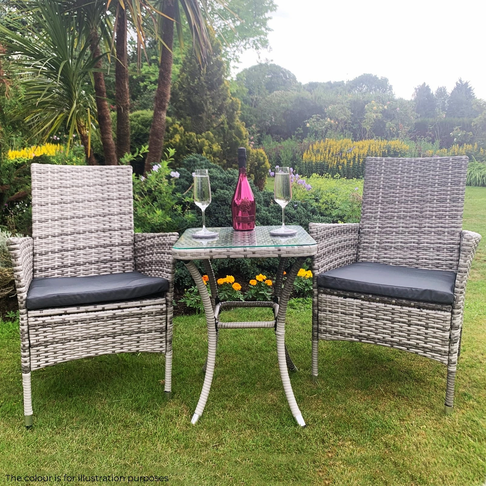 Jard Rattan Bistro Set Light Grey