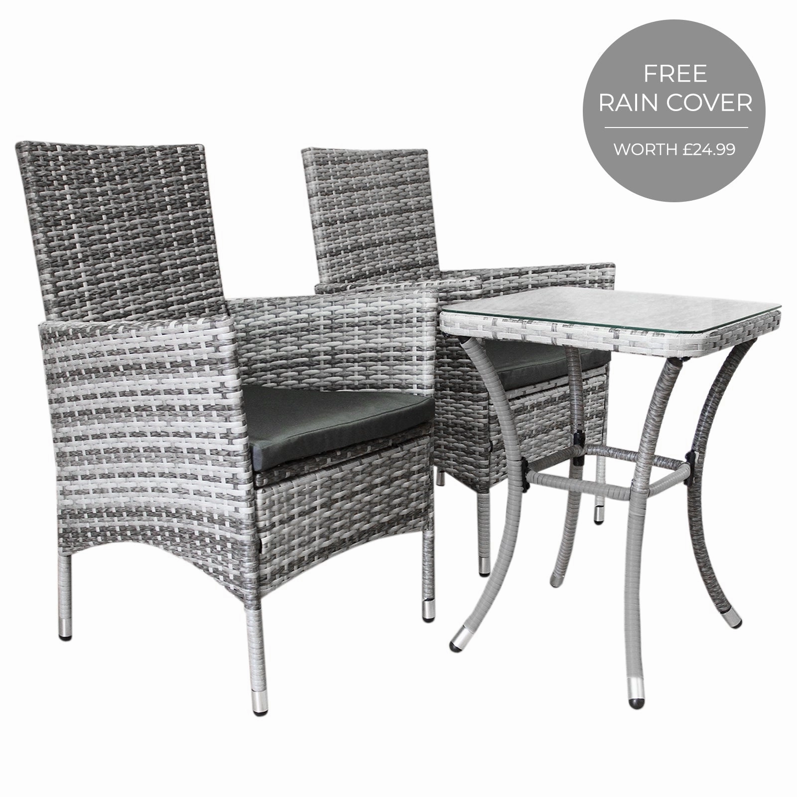 Jard Rattan Bistro Set Light Grey