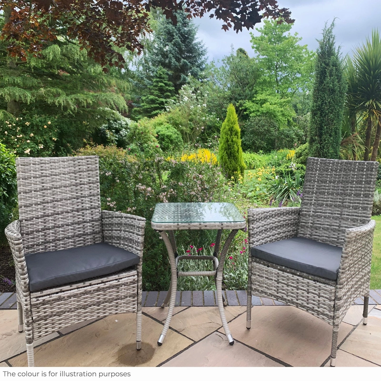 Jard Rattan Bistro Set Light Grey