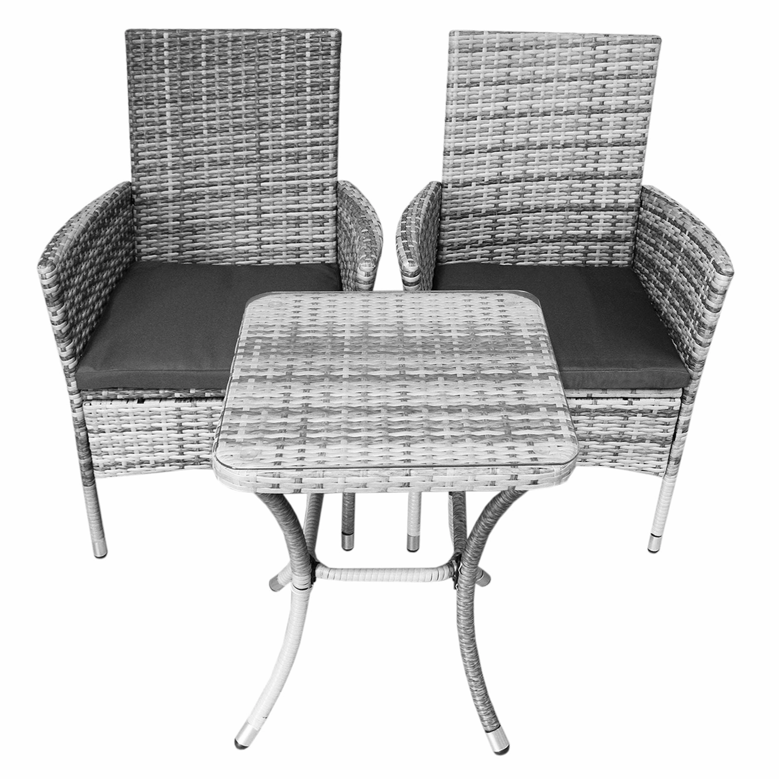 Jard Rattan Bistro Set Light Grey