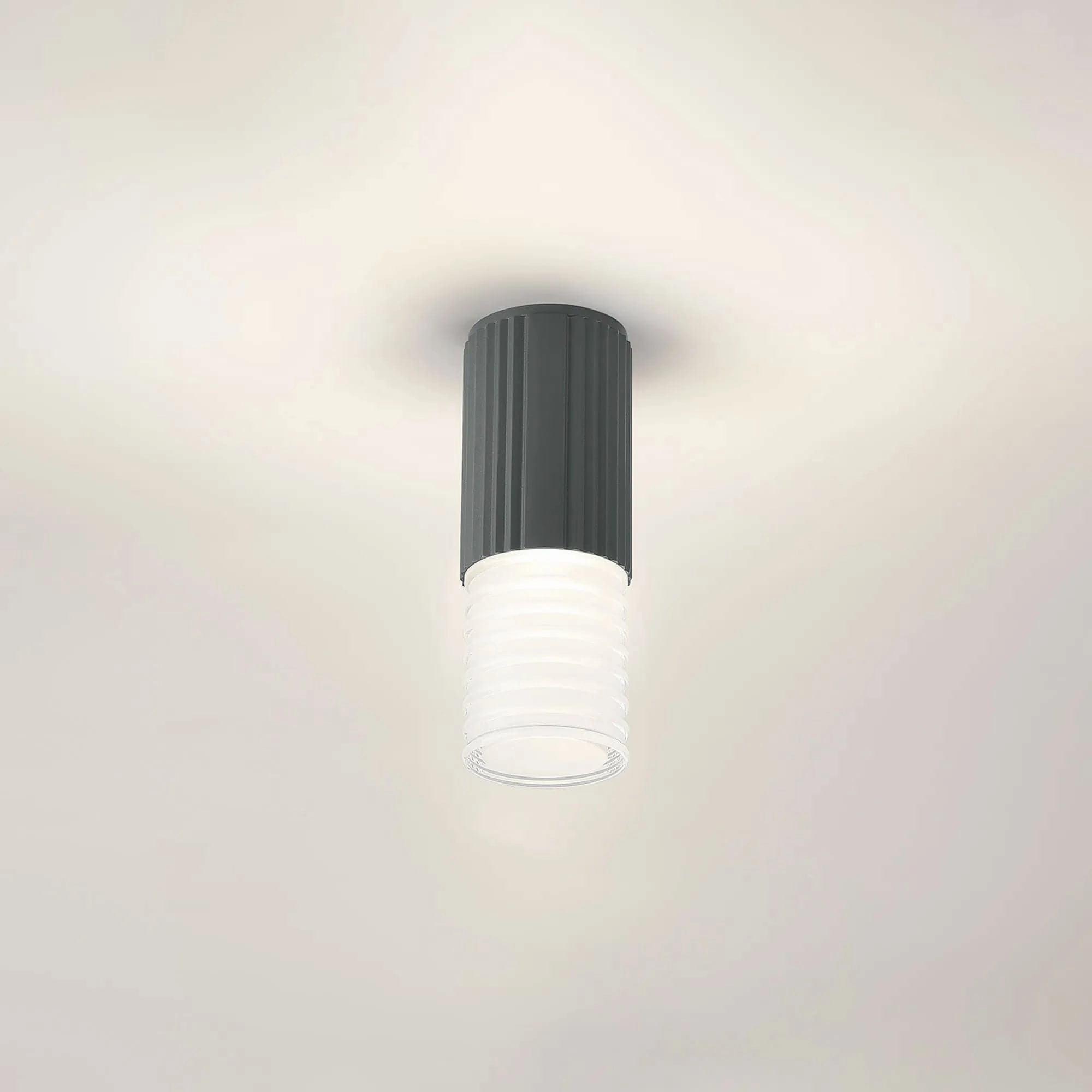 Jude - Grey Flush Rib Ceiling Light