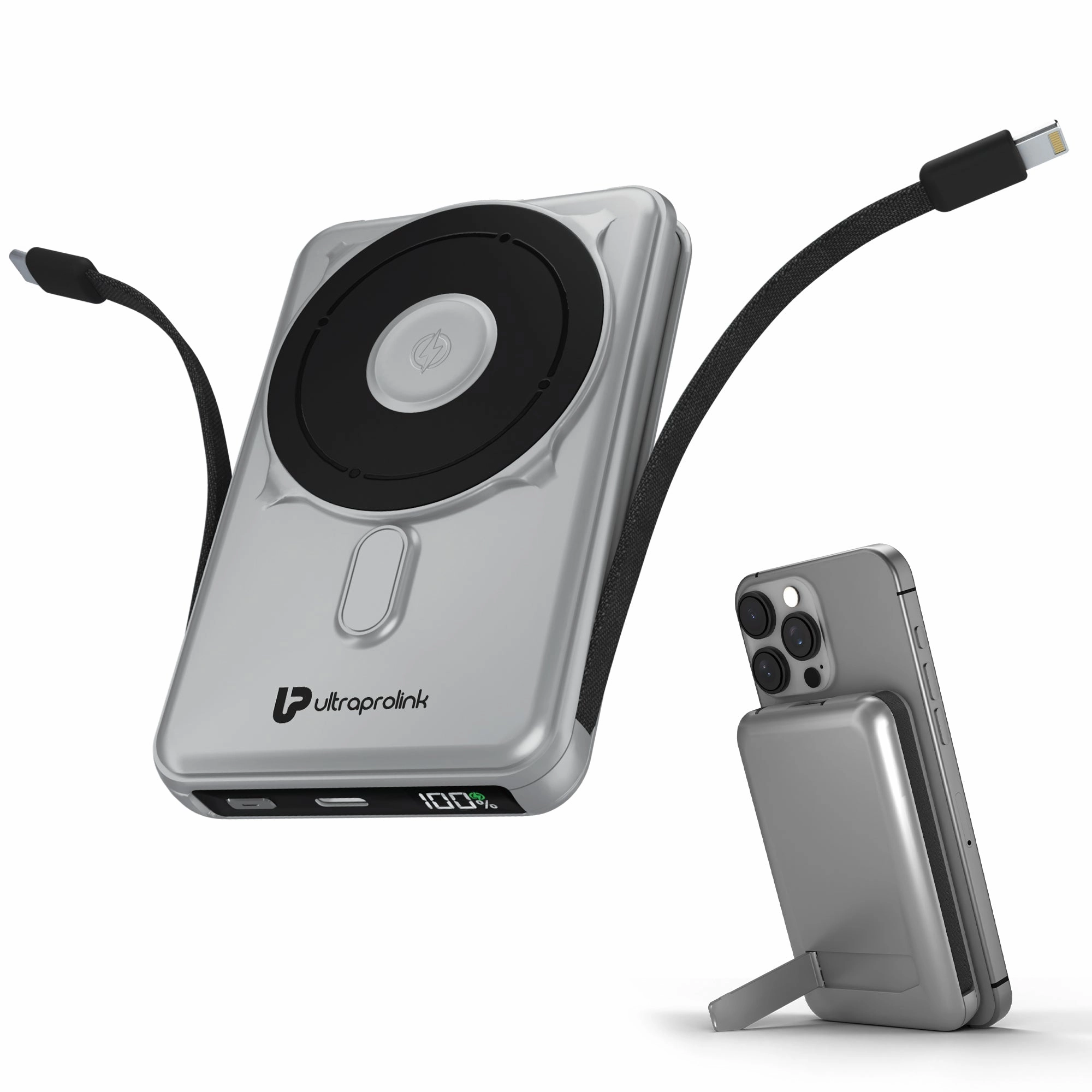 Exclusive Savings Event Juice-Up Mag 5 3-In-1 Wireless Magnetic Power Bank (10,000Mah) Um1126Gry