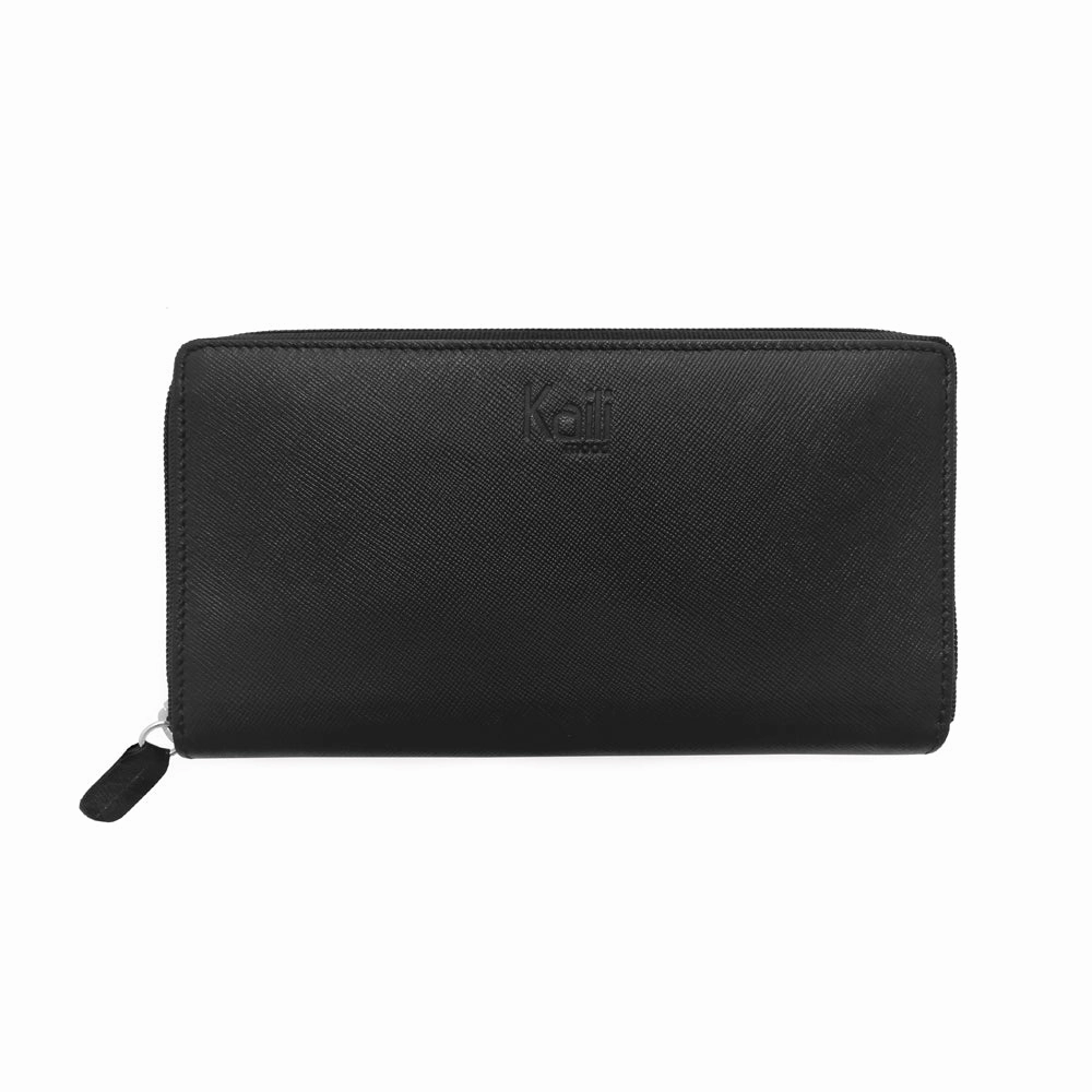 Dont Wait Save Today Kaili Mood Leather Zip Wallet Black