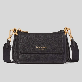 Today Only Savings Dont Wait Save Kate Spade Double Up Pebbled Leather Crossbody Bag Black Kd648