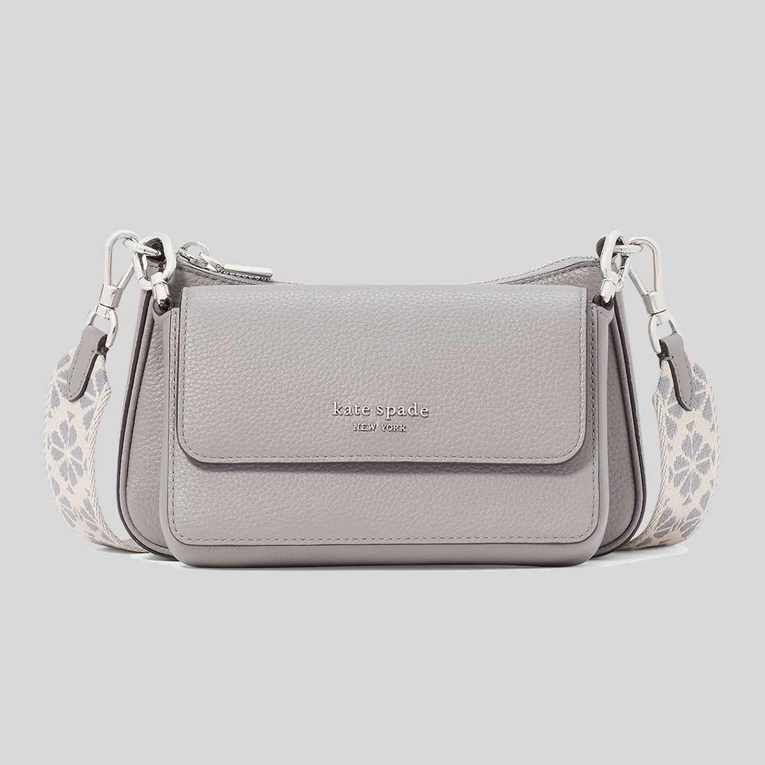 Kate Spade Double Up Webbed Strap Crossbody Bag Nimbus Grey Kk759 Dont Wait Save Today