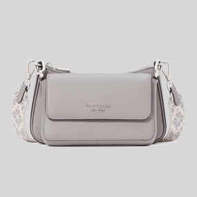 Kate Spade Double Up Webbed Strap Crossbody Bag Nimbus Grey Kk759 Dont Wait Save Today