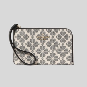 Limited Time Discount Exclusive Online Offer Kate Spade Lucy Spade Flower Small L-Zip Wristlet Black Multi Kh614