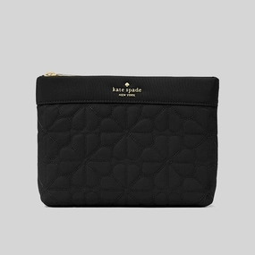 Today Only Savings Todays Steal Kate Spade Spade Flower Quilted Fabric Pouch Black Kk254