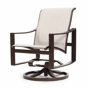Kenzo Sling Low Back Swivel Rocker Dining Chairoutdoor dining chair with armrests