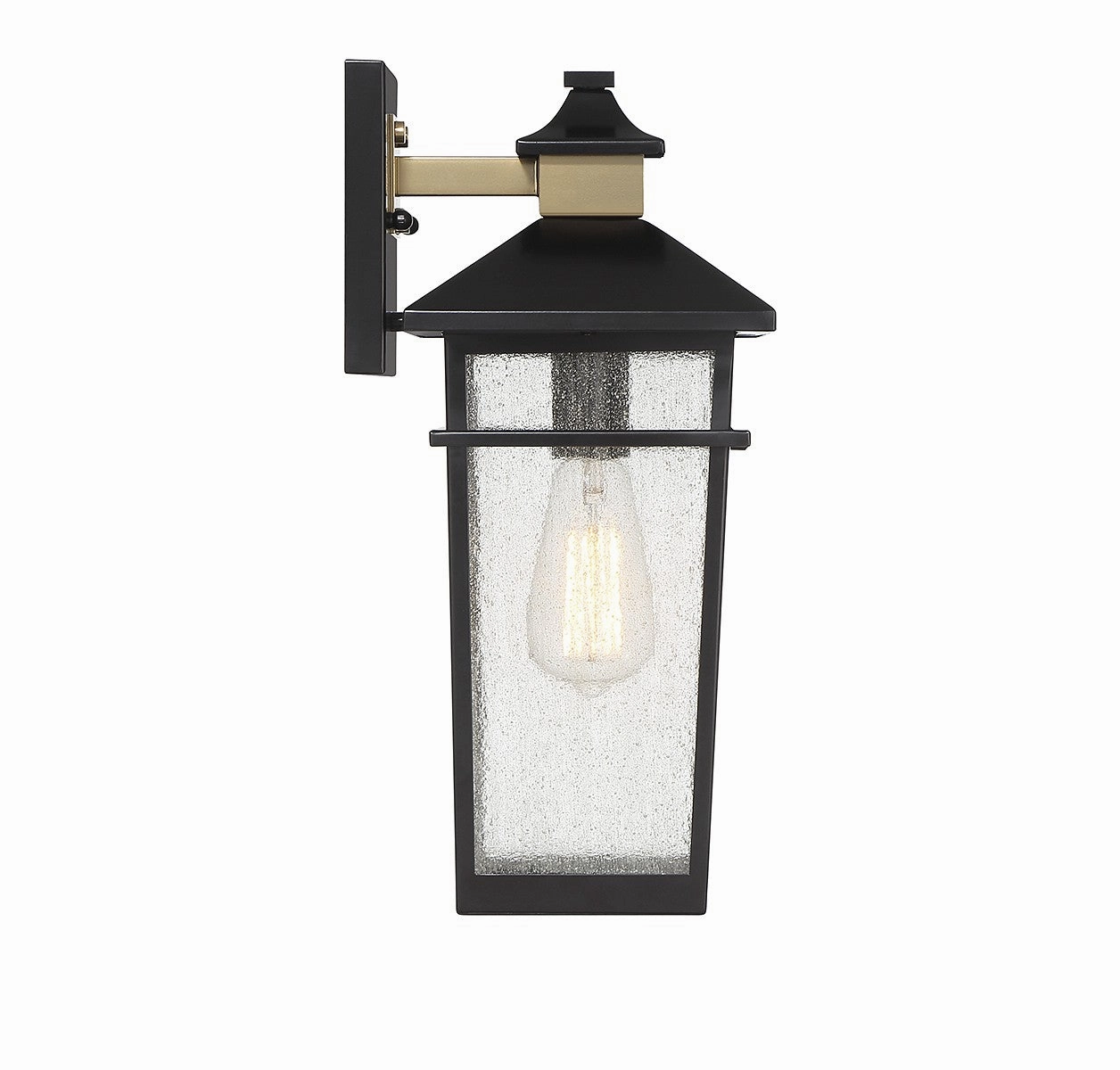 Kingsley One Light Outdoor Wall Lantern Matte Black with Warm Brass