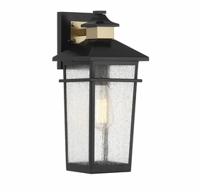 Kingsley One Light Outdoor Wall Lantern Matte Black with Warm BrassOutdoor wall sconces with motion sensor