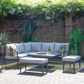 Kingston - Square Corner Rising Dining Set In Clay Stone Grey Aluminiumaluminum alloy outdoor sofa set
