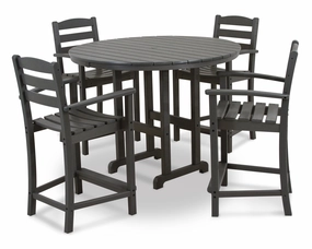 La Casa Caf 5-Piece Round Farmhouse Counter Setoutdoor patio furniture set