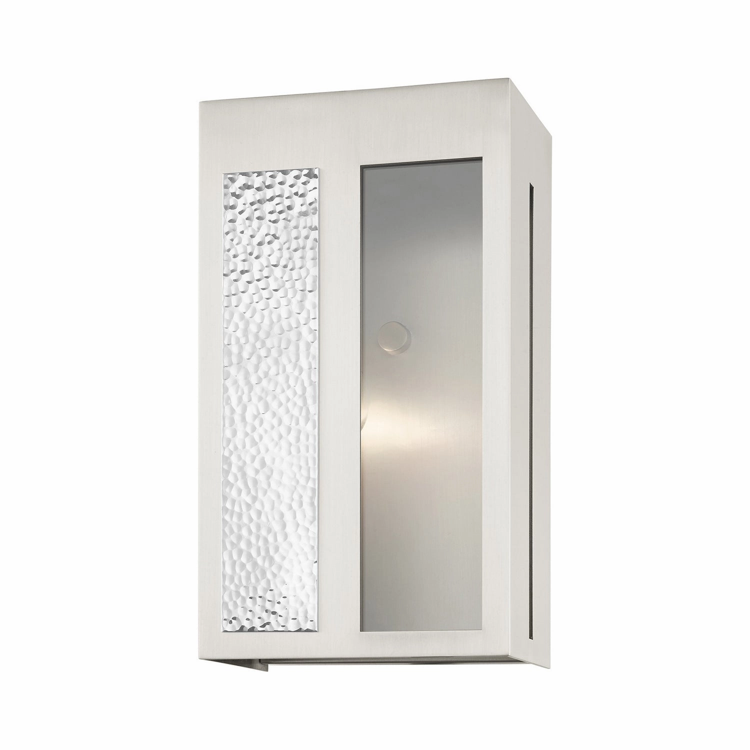 Lafayette One Light Outdoor Wall Lantern Brushed Nickel w/ Hammered Polished Nickel Panels