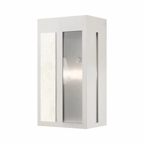 Lafayette One Light Outdoor Wall Lantern Brushed Nickel w/ Hammered Polished Nickel PanelsOutdoor wall sconces with motion sensor