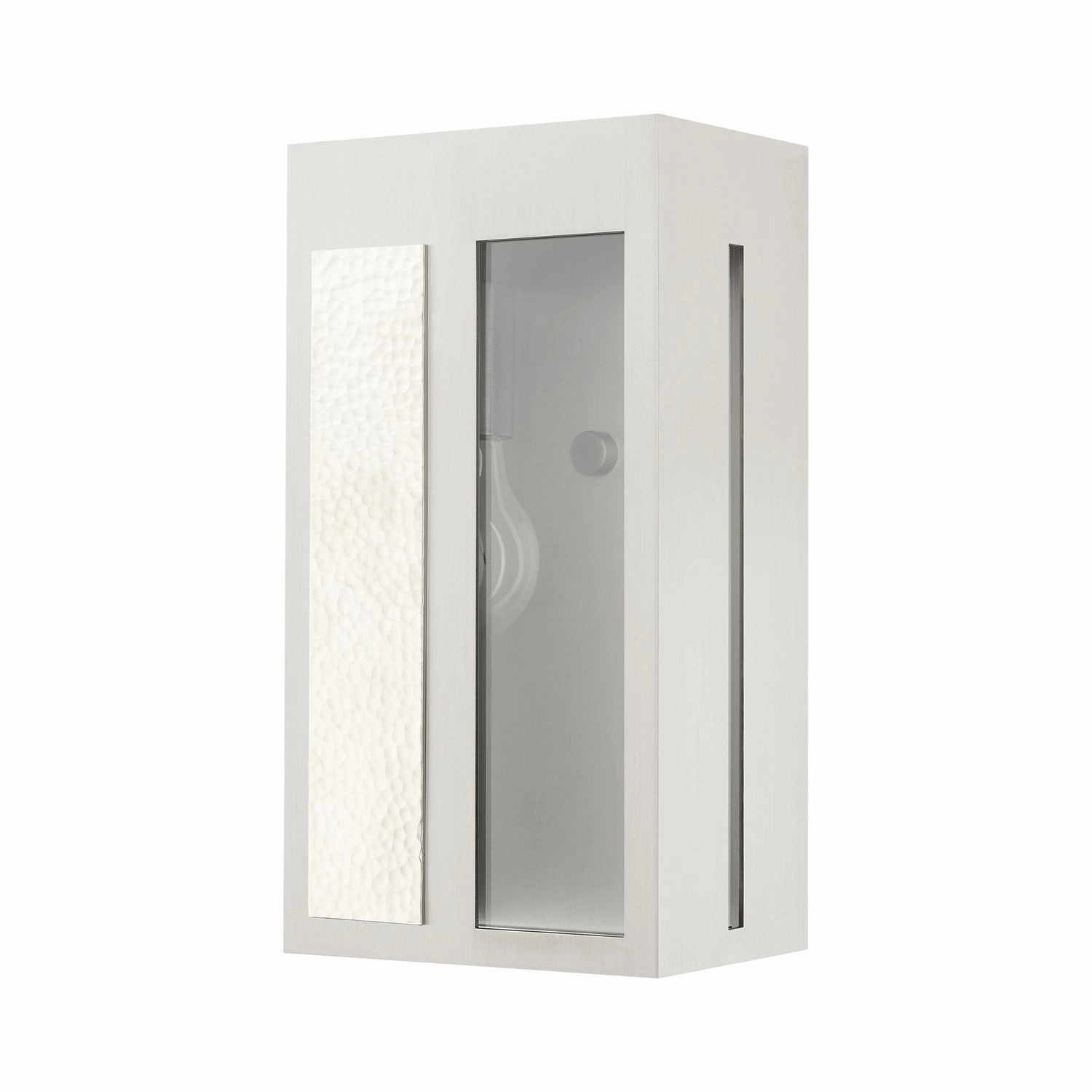 Lafayette One Light Outdoor Wall Lantern Brushed Nickel w/ Hammered Polished Nickel Panels