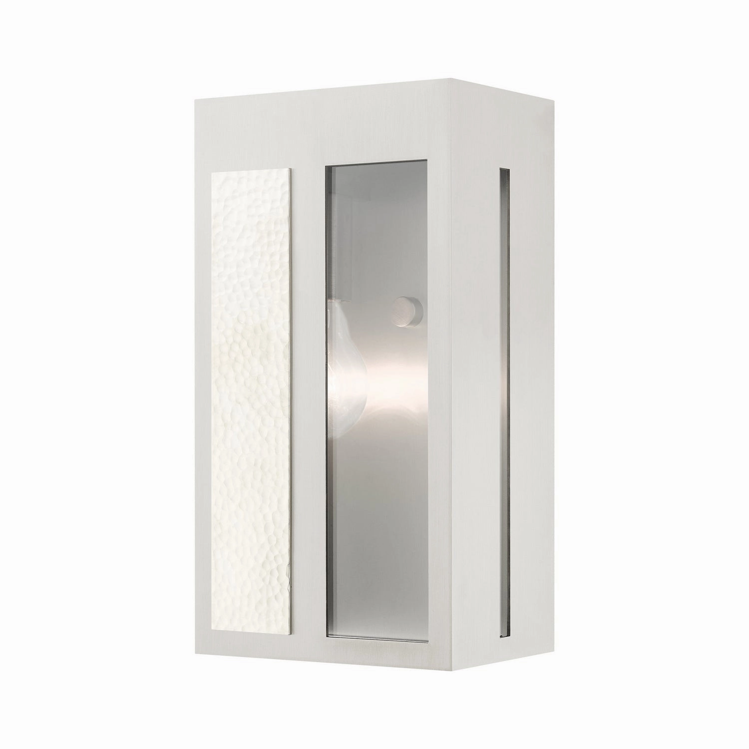 Lafayette One Light Outdoor Wall Lantern Brushed Nickel w/ Hammered Polished Nickel PanelsOutdoor wall sconces with motion sensor
