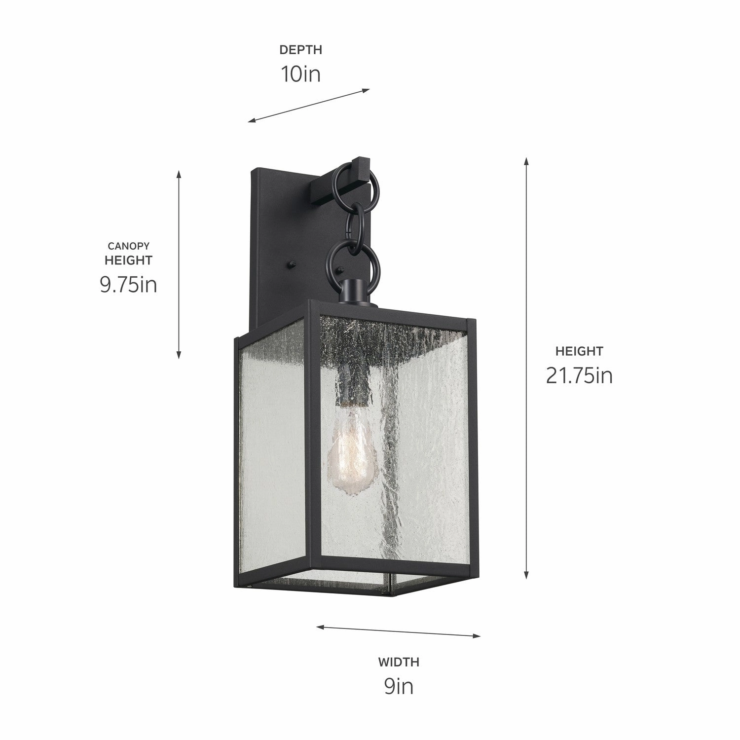 Lahden One Light Outdoor Wall Mount Black Textured