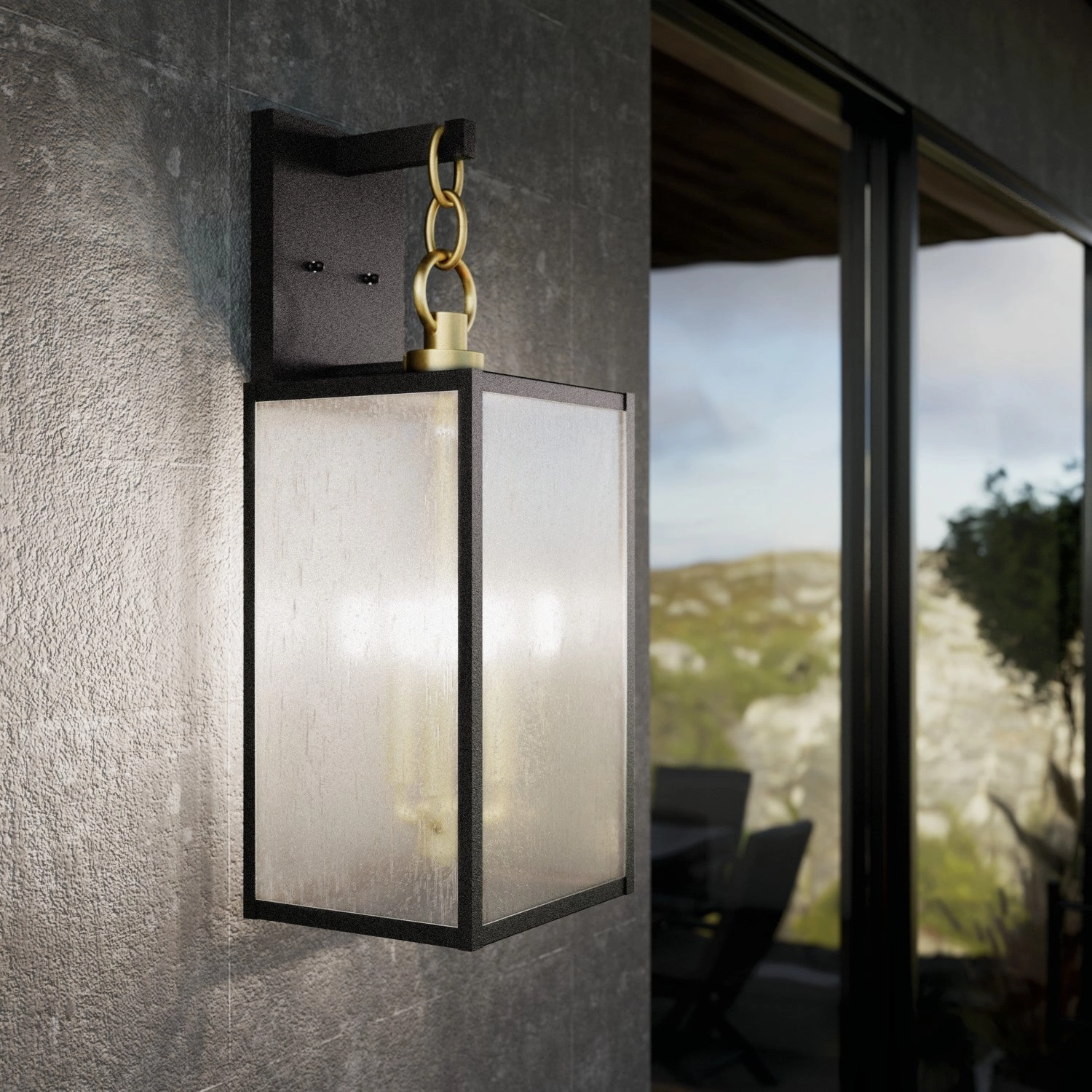 Lahden Three Light Outdoor Wall Mount Weathered Zinc