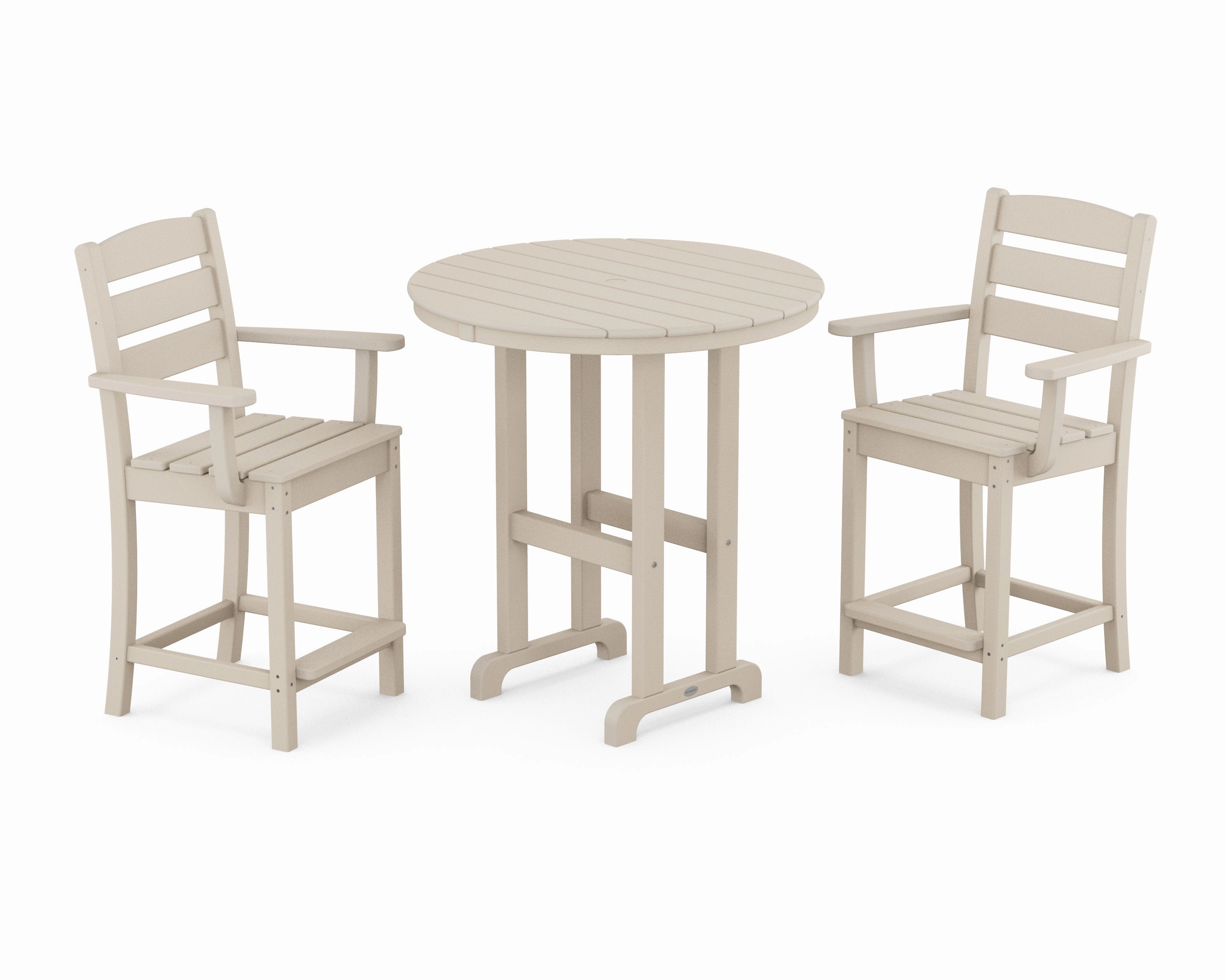 Lakeside 3-Piece Round Farmhouse Arm Chair Counter Set