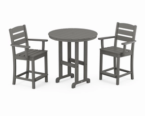 Lakeside 3-Piece Round Farmhouse Arm Chair Counter Setoutdoor patio furniture set