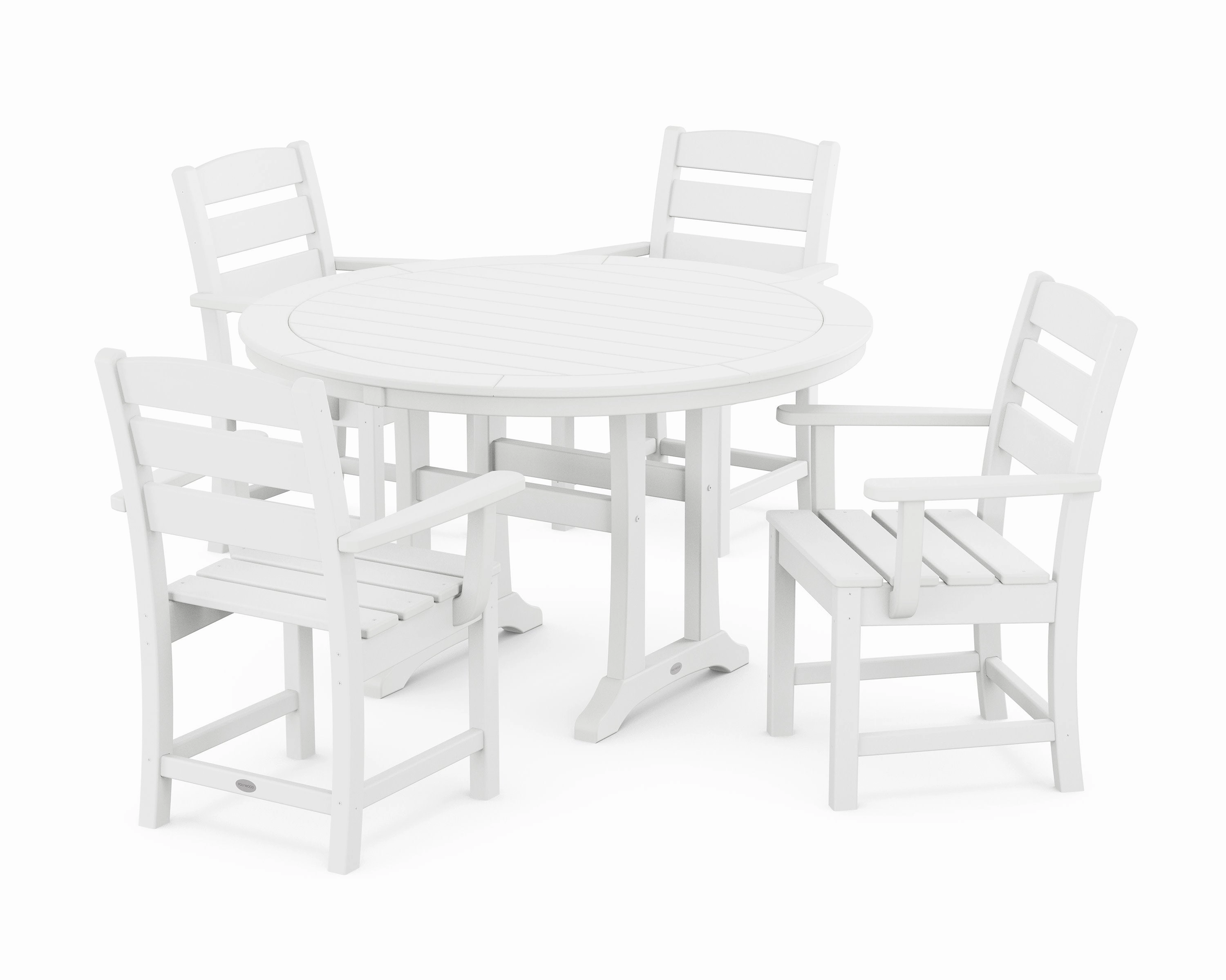 Lakeside 5-Piece Round Dining Set with Trestle Legs