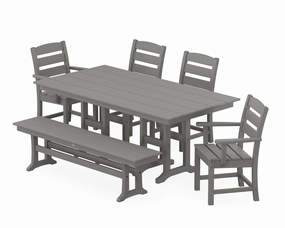 Lakeside 6-Piece Farmhouse Dining Set with Benchoutdoor patio furniture set